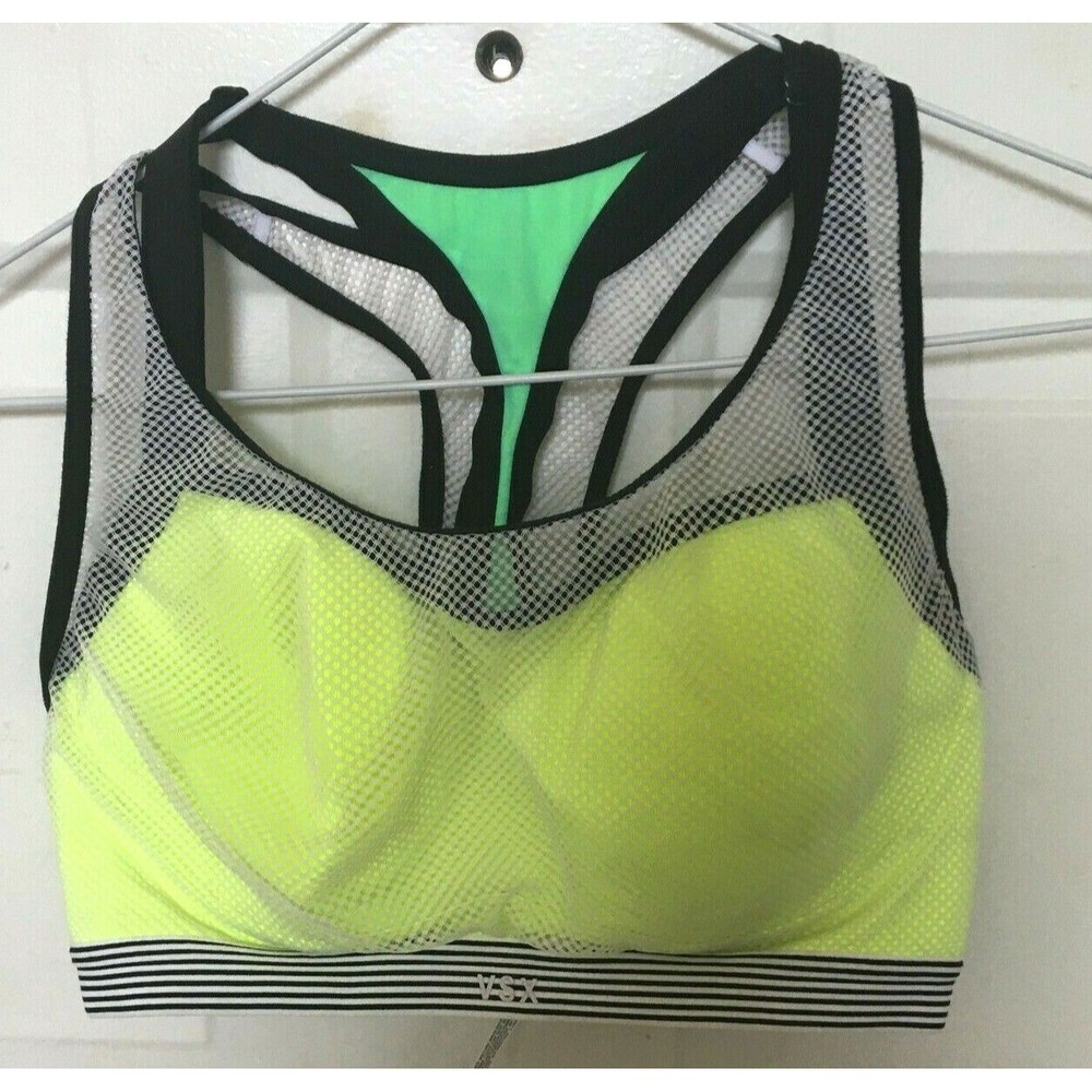 VSX Victoria's Secret Sport Top Green White Black 32DD Free Shipping